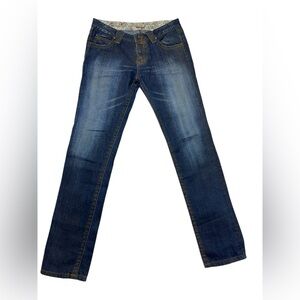 Triple five soul. Blue Straight Leg Jeans with Gradient Fading